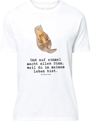 Produktbild von Mr. & Mrs. Panda Größe L T-Shirt Otter Kind - Weiß - Geschenk, mit Spruch, Tshirt, Baby, Familie, Geburt, Mutter, Mama, Shirt