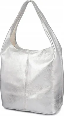 Produktbild von Große Damenledertasche A4 Shopper Silber Italiensches Leder