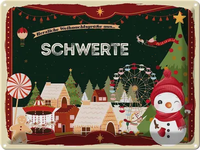 Produktbild von vianmo Blechschild 30x40 cm Weihnachten Grüße SCHWERTE Abenteuer Reisen Urlaub