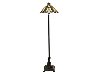 Produktbild von Klassische Stehleuchte im Tiffany-Stil mit buntem Lampenschirm Inglenook