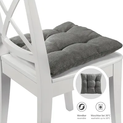 Produktbild von 4er Set Stuhlkissen 38 x 38 cm, Sitzkissen, weicher Möbelstoff, 7 cm, hellgrau, sleepling