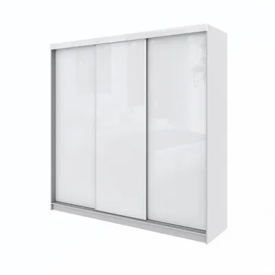 Produktbild von Marlux Meble Dreitüriger Kleiderschrank 250 cm breit mit Schwebe & Schiebetüren Eckkleiderschrank Garderobenschrank Schlafzimmerschrank Dielenschrank Systemschrank Hochglanz Schrank