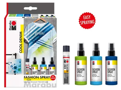 Image de Marabu peinture textile en spray "Fashion-Spray", set COOL DENIM
