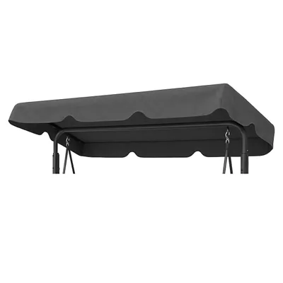 A dark gray swing canopy is shown against a white background.