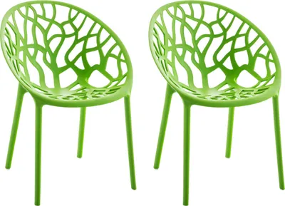 Produktbild von CLP 2er Set Gartenstuhl Hope, Modernes Design, Wetterfest, Stapelbar, Mit Armlehnen grün