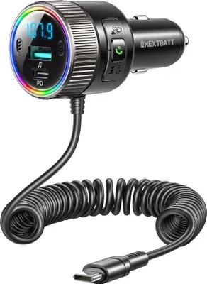 Obrázok produktu pre Bezdrôtová nabíjačka do auta NEXTBATT Bluetooth 5.4 s FM vysielačom a 60 W - čierna