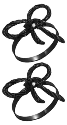 Produktbild von Serviettenringe mit Schleifenverzierung, Serviettenhalter aus Zinklegierung, Tischdekoration für Hochzeiten und Feiern