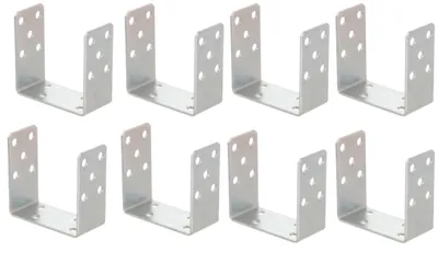 Produktbild von Aqbau 8er Set U-Pfostenträger zum Aufschrauben 150 mm –Pfostenanker aus verzinktem Stahl 4 mm, Bodenanker für Holzpfosten, für Zaun, Pergola, Terrasse