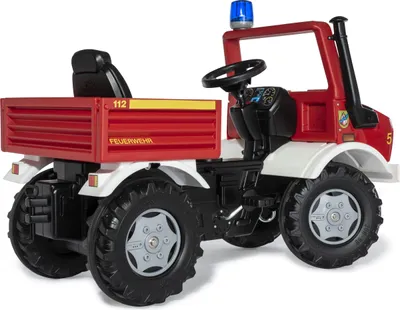 Immagine prodotto di RollyToys Feuerwehr Unimog Tretfahrzeug für Kinder ab 3 Jahren, mit Blinklicht