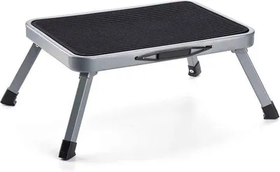 Image de Petite échelle télescopique, 1 marche, noire, charge maximale 150 kg, repliable