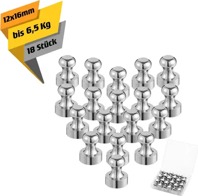 Produktbild von COOL-i ® Magnet ,18 Stück Neodym Pinnwand Magnet, N52 Metallmagnete 12 x 16mm，Magnete bis 6,5KG, für Magnettafel Pinnwand Whiteboard Kühlschrank