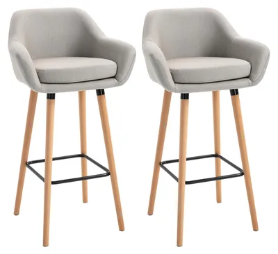 Produktbild von HOMCOM 2er-Set Barhocker, Barstuhl, Bistrohocker, Küchenhocker mit Sitzkissen