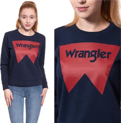 Produktbild von WRANGLER Damen, Sweatshirt LOGO CREW, S, Blau, ralph, lauren, pullover