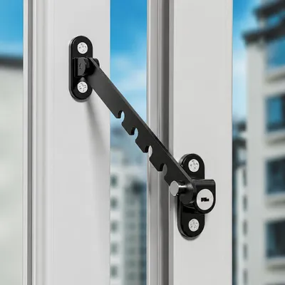 Produktbild von INF Fensterbegrenzung 5-Stufen verstellbar Kohlenstoffstahl 16cm, 2er Set Schwarz