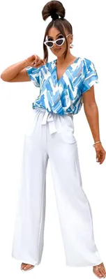 Produktbild von Damen Jumpsuit mit Wickeloberteil Overall Look Ecru/L/40