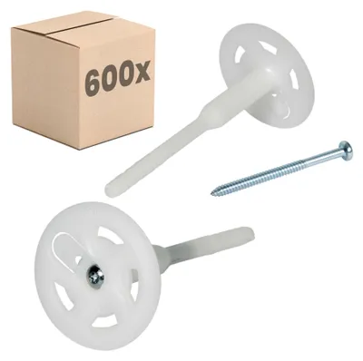 Produktbild von PROTEKTOR 600x Dämmstoff-Schraubdübel Ø8x140mm mit verzinkter Stahlschraube, WDVS Dübel, Dämmstoffdübel zur Fassaden Dämmung, Langschaftdübel bei Wärmedämmung