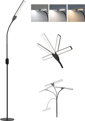 Image de ZMH Lampadaire LED à intensité variable pour le salon - Lampadaire noir 9W avec minuterie et fonction mémoire Luminosité et température de couleur réglables Lampe à poser tactile pour chambre à coucher Hauteur : 158CM