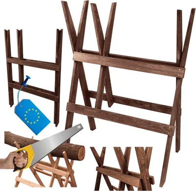 Produktbild von MODO24 Holzbock, Klappbock, Arbeitsbock, Sägebock, Tapezierbock, Klappbar, Massivholz Kiefer, Belastbar, Stabil, Werkstatt, 100x66x69cm, Braun, KD1000