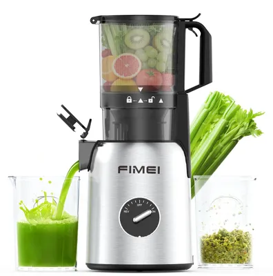 Slow Juicer, 135 mm breit, große Einfüllöffnung, 2 Gläser, 300 W