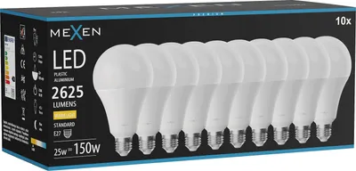 Obrázok produktu pre Mexen Nova 10x LED žiarovka E27, A95, 25 W, teplá – 3000 K, 2625 lm – L100-E27-2530-01x10