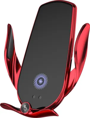 Image de Chargeur de voiture sans fil, serrage automatique Sense 15W Chargeurs de voiture sans fil chargement magnétique Support de téléphone portable pour iPhone Samsung Huawei,Rouge