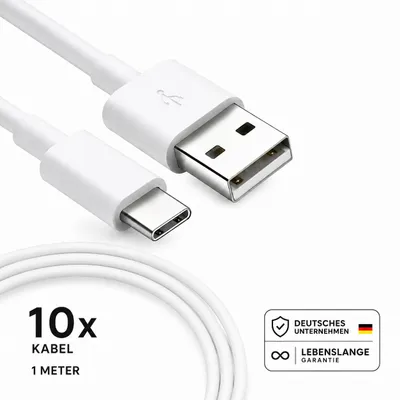 Produktbild von USB-C Schnellladekabel 1M/2M - USB-A zu USB-C oder Typ-C zu Typ-C – USB- A zu Typ-C 1 Meter / 10 Stück