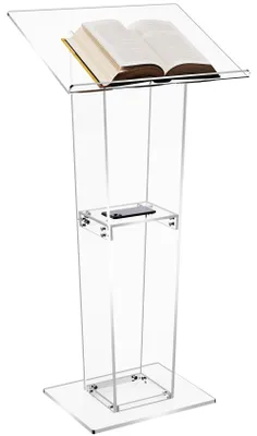 Acryl-Podium mit Ablagefach, 123 cm, transparent, Rednerpult