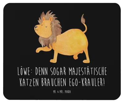Produktbild von Mr. & Mrs. Panda Mousepad Majestätischer Löwe - Schwarz - Geschenk, Juli Geburtstag, Mouse Pad, August, Majestätisch, Mauspad, Tierkreiszeichen, mousematte, Horoskop, pc