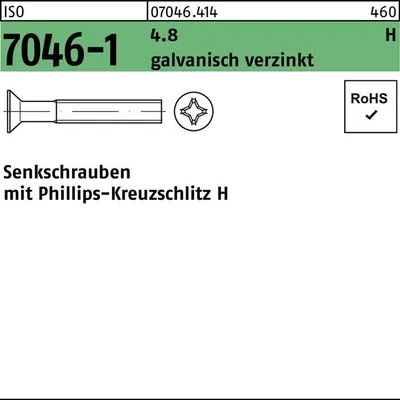 Produktbild von Reyher  Senkschrauben ISO 7046 -1 4.8 M 8x45 -H vz (100 Stück)