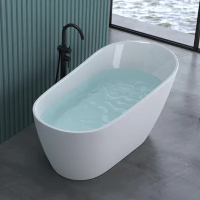 Image de doporro Baignoire îlot Ovale pour Salle de Bain 160cm Blanc Vicenza528OA Acrylique avec Bonde et trop plein 160x80x72cm