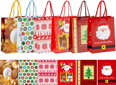 Produktbild von 12 x Geschenktüten für Weihnachten - Weihnachtsgeschenktüten - Weihnachtsverpackung - Verpackung Weihnachten (23 x 18 cm)