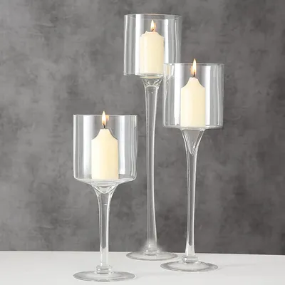 Image de Élégant support à bougies en verre pour la décoration de la table