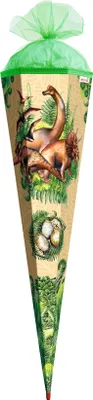 Produktbild von ROTH Schultüte groß Veganosaurus 85 cm eckig Rot(h)-Spitze Tüllverschluss Zuckertüte Schulanfang