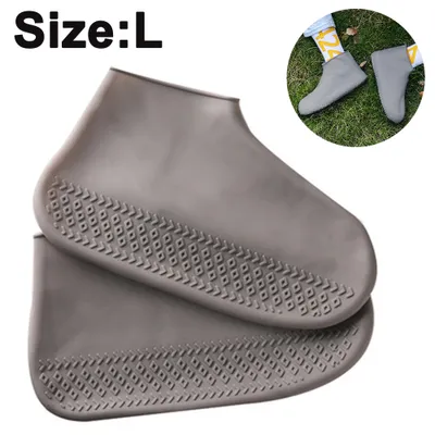 Produktbild von Regen Überschuhe, Wiederverwendbare Silikon Wasserdicht Schuhüberzieher, für Schuhschutz(Grau, L)