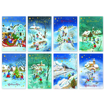 Produktbild von Weihnachten 100 Weihnachtskarten mit Umschlag á 1,25 - Bundle