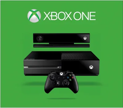An Xbox One console, Kinect sensor, and controller are displayed against a green background.