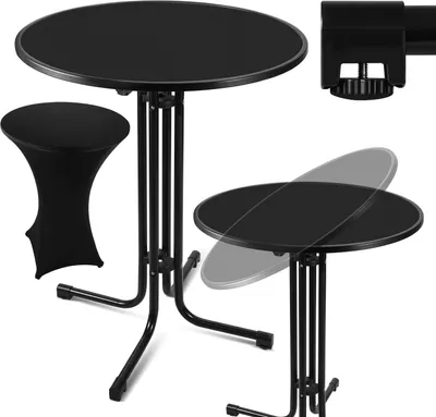 Produktbild von Clanmacy Stehtisch Klappbar Ø 80 cm Bistrotisch Partytisch Rund Schwarz Klapptisch, Outdoor