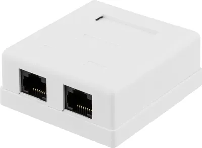 Produktbild von Ungeschirmte Netzwerkdose, Surface UTP 2xRJ45, Cat6, weiß