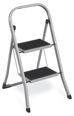 Image de Échelle pliante à 2 marches en acier – Gris – 45,5 x 82 x 55 cm