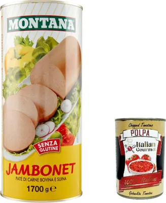 Produktbild von 3x Montana Jambonet Pate Rind und Schweine patè di carne bovina e suina 1,7Kg + Italian Gourmet polpa 400g