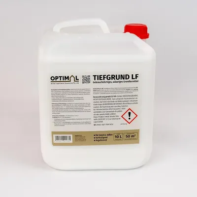Produktbild von OPTIMAL Tiefgrund LF Grundierung Haftgrund Tiefengrund verarbeitungsfertig 10 Liter - wasserbasiert, farblos, diffusionsfähig, lösungsmittelfrei