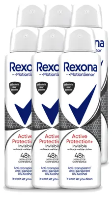 Image de 6 sprays déodorants Rexona Active Protection Invisible - 150 ml - Pack avantage - 6 pièces