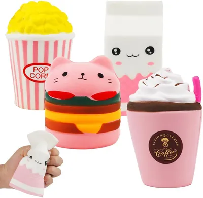Productafbeelding van Food squishies toys - Set van 4 - Anti-stress speelgoed - Kawaii squishy speelgoed - Sensorisch speelgoed