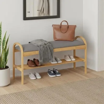 Produktbild von Schuhbank mit Sitzfläche und Bambusrahmen