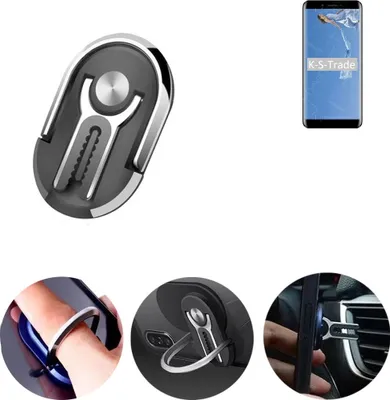 Produktbild von K-S-Trade 3in1 Smartphone-Ring Handy-Ring kompatibel mit Doogee X60L Fingerhalterung  Handyring Tischständer Lüftungsgitter-Halterung Tisch Ständer