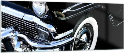 Produktbild von Bilder auf glas - Auto Chrom Kuba - 140x50cm - Glasbilder - Wandbilder - Kunstdruck - zum Aufhängen bereit - Wanddekoration aus Glas - Glas Bilder - Wandbild auf Glas - Einteilig - GAB140x50-1451