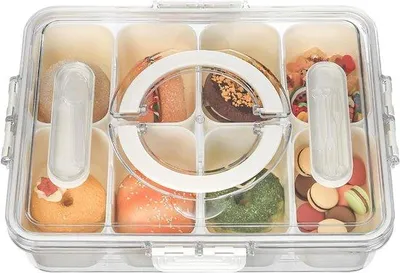 Produktbild von Snackbox mit Fachern und Deckel für Süßigkeiten, Obst und Nüsse, Premium