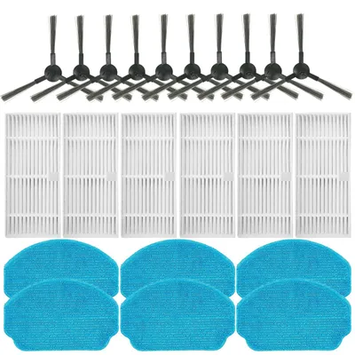 Ersatzteileset für Saugroboter, 10 Seitenbürsten, 6 HEPA-Filter, 6 Tücher