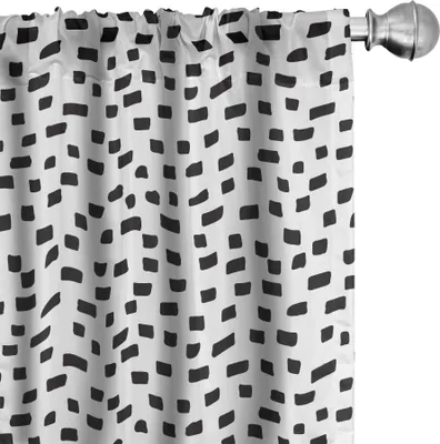 Immagine prodotto di ABAKUHAUS Tende bianche e nere, tende, disegno astratto monocromatico con forme geometriche Design contemporaneo, 2 pezzi 75 x 175 cm, bianco e nero