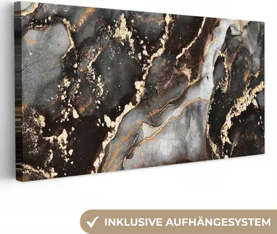 Produktbild von MuchoWow® - Leinwandbilder - Marmor - Gold - Glitzer - Luxus, Wandbild, Wanddeko Bilder Wohnzimmer, 40x20 cm